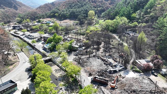 산불 발생 3달여가 지난 최근 청송군 달기약수터 모습 [청송군 제공]