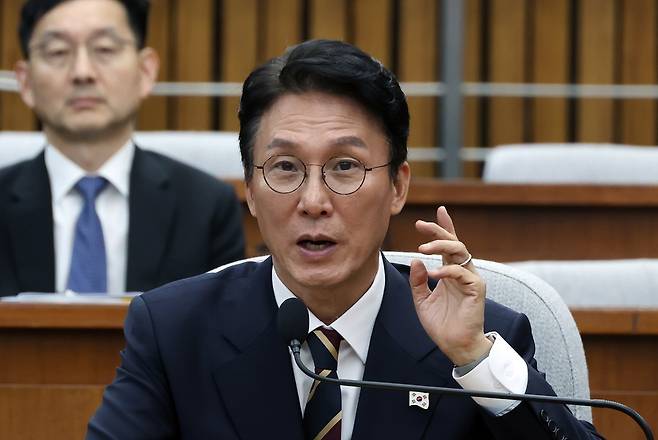 김민석 국무총리 후보자가 25일 서울 여의도 국회에서 열린 인사청문회에서 발언하고 있다. 뉴시스