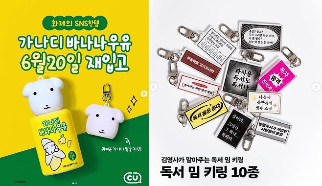 가나디 바나나우유와 독서 밈 키링 홍보 게시글 [인스타그램 캡처. DB 및 재판매 금지]