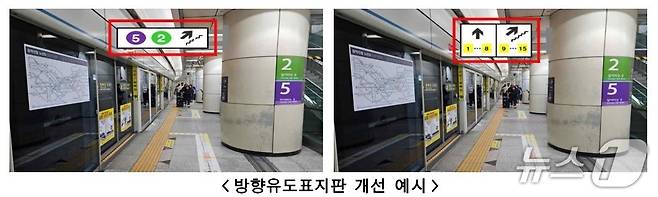 방향유도표지판 개선 예시.(서울교통공사 제공)