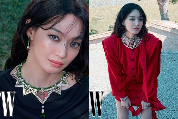 신민아가 화보를 통해 반전 퇴폐미를 발산했다. /사진=W Korea 제공