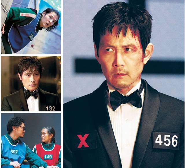 ‘오징어 게임’ 시리즈의 주인공인 성기훈(이정재)을 비롯해 금자(강애심)·용식(양동근) 모자, 프론트맨(이병헌), 대호(강하늘) 등은 각자의 신념으로 이 게임을 멈추게 하기 위해, 혹은 우승하기 위해 치열한 생존게임을 치른다.(오른쪽 큰 사진부터 시계방향으로) 넷플릭스 제공