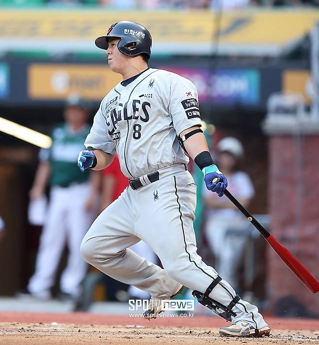 ▲ 1회 선제 3점포를 때린 한화 노시환 ⓒ곽혜미 기자