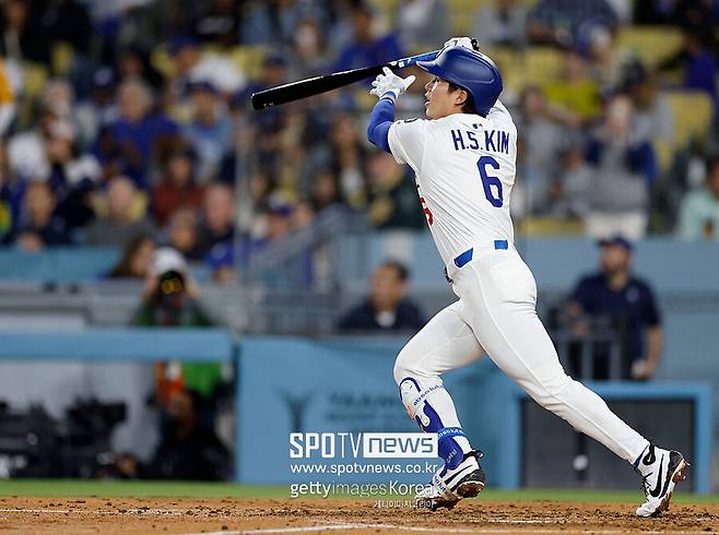 ▲ 김혜성은 타격은 메이저리그 레벨에서 약하다는 회의론자들의 시선을 깨끗하게 떨쳐내고 있다