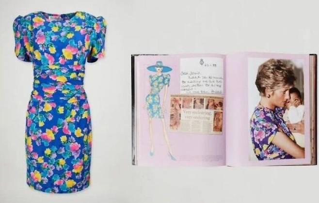 경매에서 52만달러에 낙찰된 故 다이애나 전 왕세자비의 꽃무늬 드레스./줄리엔스 옥션