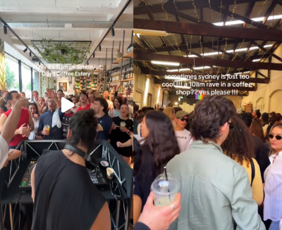 커피 한 잔 들고 춤추는 사람들. 클럽이 아닌 카페, 술 대신 커피에 취해 아침을 즐기는 ‘커피 레이브(coffee rave)’ 현장이 화제다. (사진=틱톡)