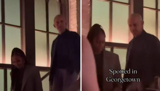 최근 SNS상에 공유된 오바마 부부 영상. 워싱턴DC 소재 이탈리안 레스토랑 오스테리아모짜에서 오바마 부부가 식사를 마친 뒤 계단을 내려가고 있다. 사진 SNS 캡처