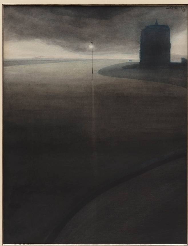 구부러진 산책로(1908). 도시의 풍경을 지나면 이런 북해의 풍경이 그를 맞이했을 것이다.