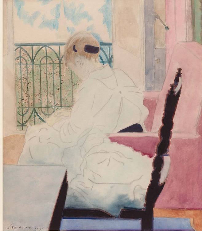 바느질(1917). 이전의 작품들과 전혀 다른 화풍이다.