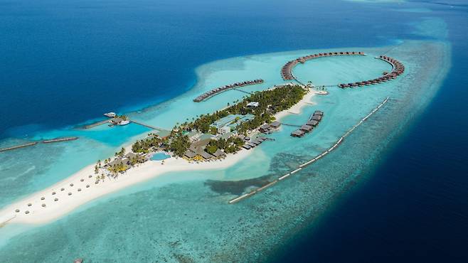 길고 좁은 섬 지형의 벨리간두. 사진제공|팜투어