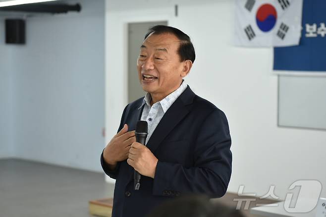 이정현 전 새누리당 대표(국민의힘 전신)가 29일 광주 동구 전일빌딩245 4층 중회의실에서 열린 포럼에서 발언을 하고 있다.2025.6.29/뉴스1 ⓒ News1 김동수 기자