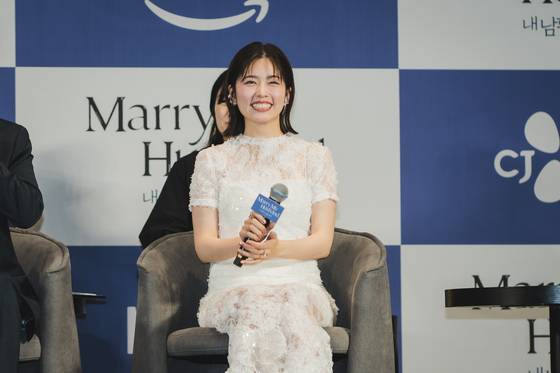 Actor Koshiba Fuka answers questions from reporters during a press conference held on June 26 for the Japanese remake of ″Marry My Husband″ drama series. [CJ ENM]