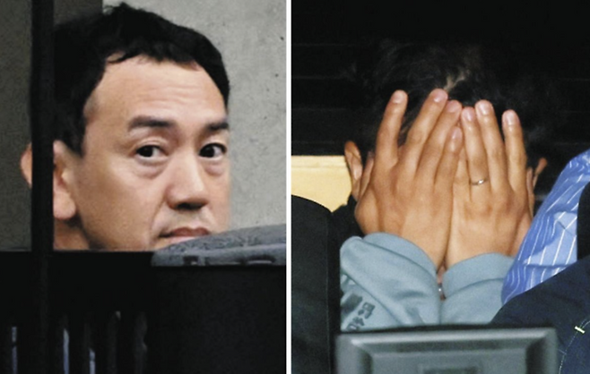 아동 상대 성범죄로 체포된 모리야마 유지(좌) 피의자와 고세무라 후미야 피의자(우).  [유튜브 캡처]