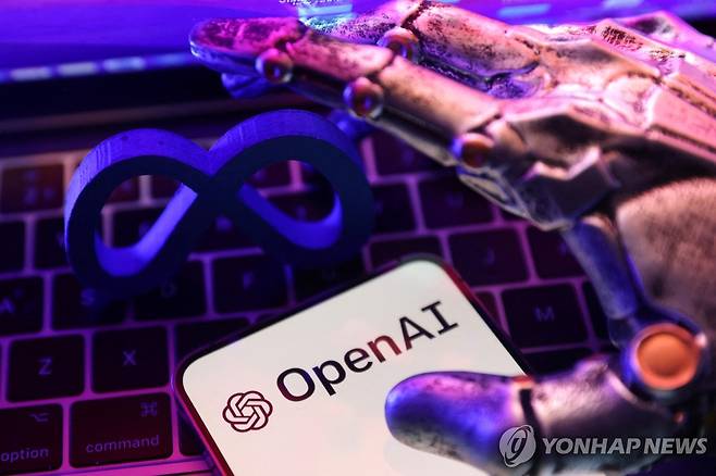 메타, 오픈AI 로고와 인공지능 이미지 [로이터 연합뉴스 자료사진. 재판매 및 DB 금지]