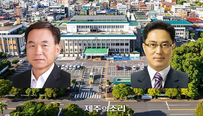 정년을 앞두고 명예퇴직을 신청한 최명동 기획조정실장(이사관.왼쪽)과 김희찬 관광교류국장(부이사관.오른쪽)