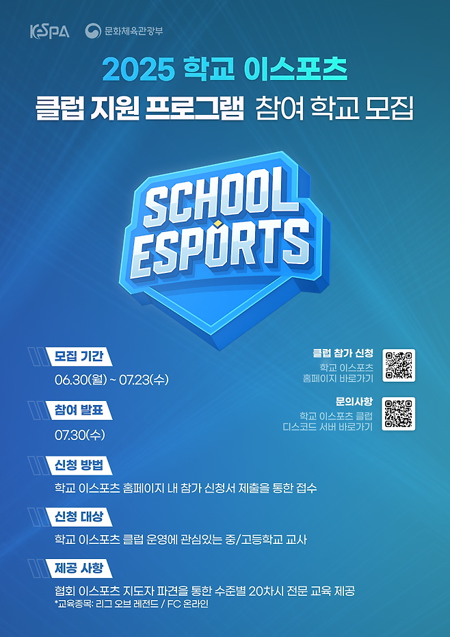 학교 e스포츠 클럽 강사 지원 사업(이미지=협회).