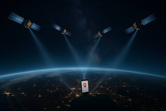 인공지능(AI) 그림 생성기 ‘달리(DALL·E)’를 이용해 그린 GPS(위성항법시스템)의 이미지. [사진 CMG, 중앙포토]