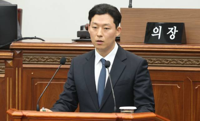 ▲안상우 창원시의원이 5분 자유발언을 하고 있다. ⓒ프레시안(조민규)