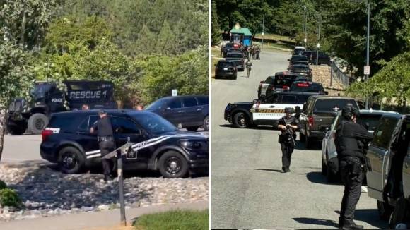 29일(현지시간) 미국 아이다호주 캔필드산에서 산불을 끄던 소방관들에게 총격을 가한 괴한을 제압하기 위해 경찰 저격수가 투입되고 있다. 출처=페이스북·엑스