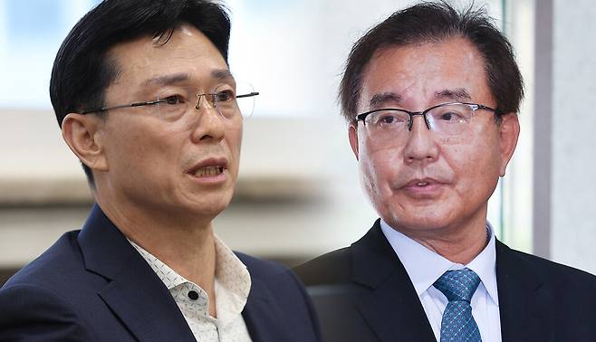 임성근 전 해병대 1사단장(왼쪽)과 채해병 순직 사건 수사 방해 의혹을 수사하는 이명현 특별검사(오른쪽) ⓒ시사저널 양선영 디자이너·연합뉴스