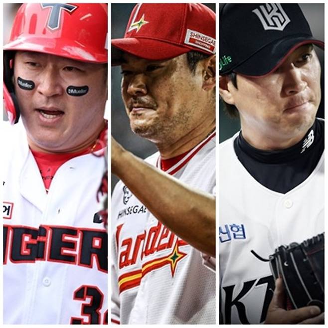 최형우~노경은~우규민(왼쪽부터)는 40대에 접어들었지만, 여전한 기량으로 팀에 활력을 불어넣고 있다. 사진제공｜KIA 타이거즈, SSG 랜더스, KT 위즈