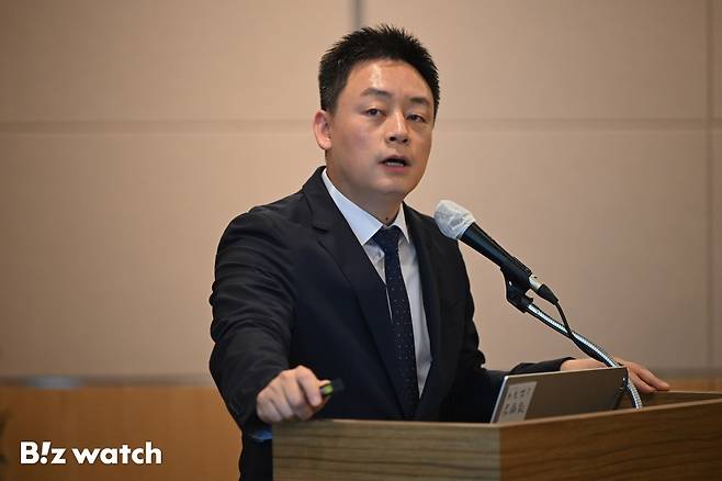 26일 서울 영등포구 여의도 FKI타워에서 열린 2025 비즈워치 세미나 '이재명 정부 출범, 자본시장의 미래는'에 참석한 남광민 법무법인 린 공인회계사가 강연을 하고 있다./사진=이명근 기자 qwe123@