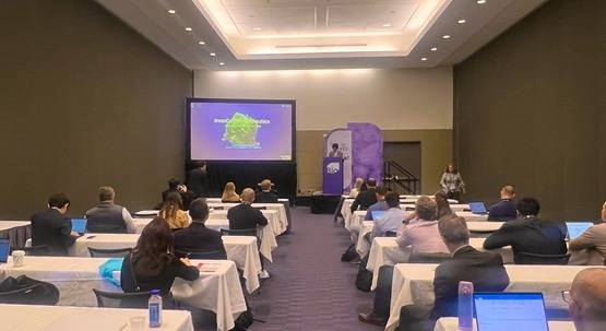 국가신약개발사업단이 바이오 USA에서 마련한 행사에서 기업발표가 진행되고 있다.(국가신약개발사업단 제공)/뉴스1