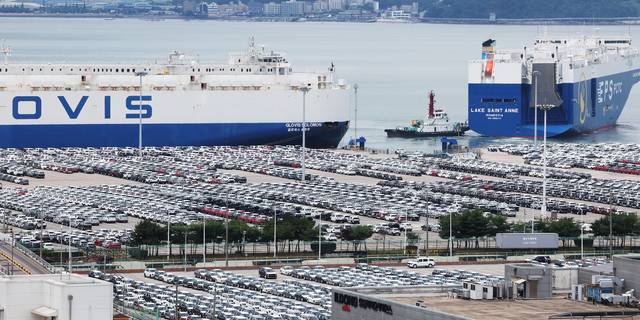 평택항에 세워져 있는 수출용 자동차 [연합뉴스]