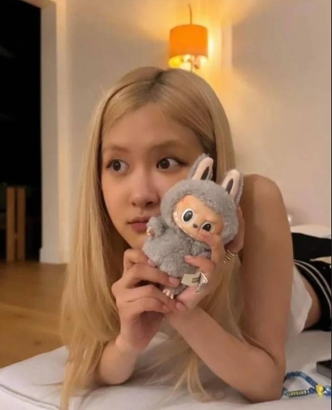 Blackpink's Rosé is seen holding a Labubu doll in her instagram story. [SCREEN CAPTURE]