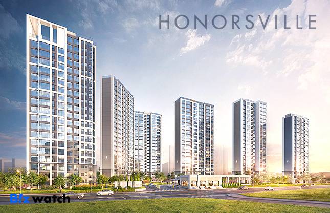 충청남도 천안시 성정동 소재 아파트 ‘천안역 경남아너스빌 어반하이츠’ 조감도. 우오현 SM그룹 회장의 차녀 우지영씨의 개인회사 HN E&C가 시행, 삼환기업이 시공을 맡았다. 올해 4월 준공해 입주가 시작됐다.