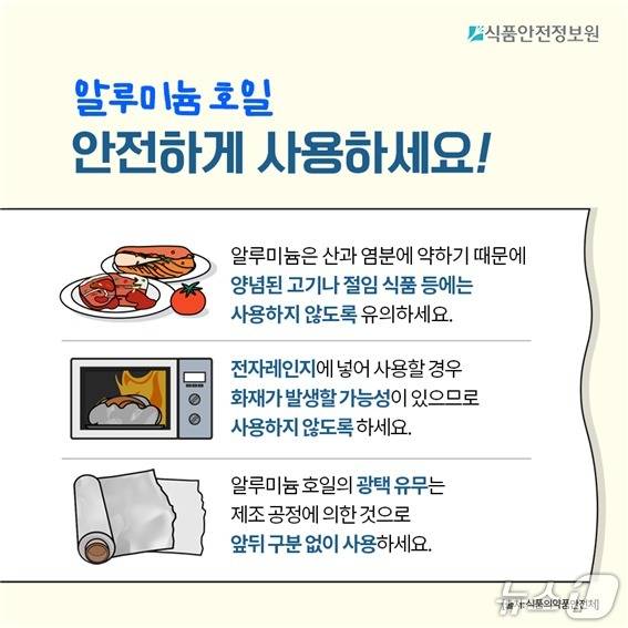 식품안전정보원은 소비자들이 알루미늄 포일과 종이 포일의 올바른 사용법을 쉽게 이해하고 실천할 수 있도록 이런 내용을 카드뉴스 등으로 안내한다고 2일 밝혔다.(식품안전정보원 제공)