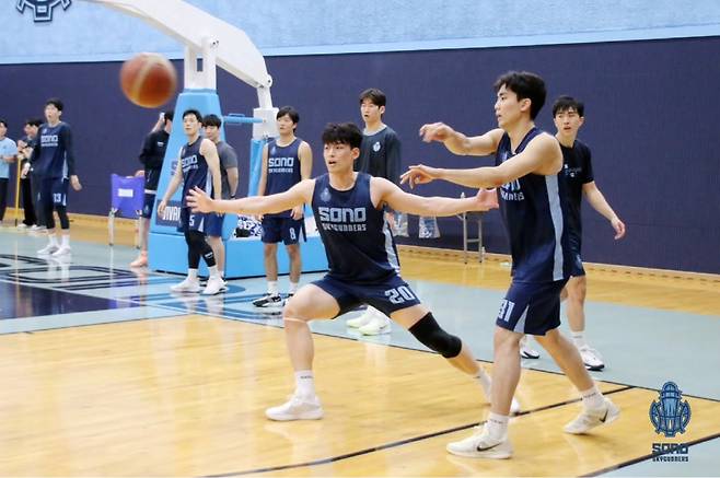 홍천 소노 리조트에서 훈련 중인 소노 선수단. 사진제공=고양 소노