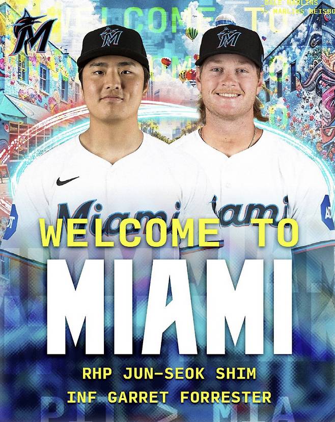 마이애미 말린스에 트레이드된 심준석(왼쪽). 사진제공=마이애미 말린스 SNS