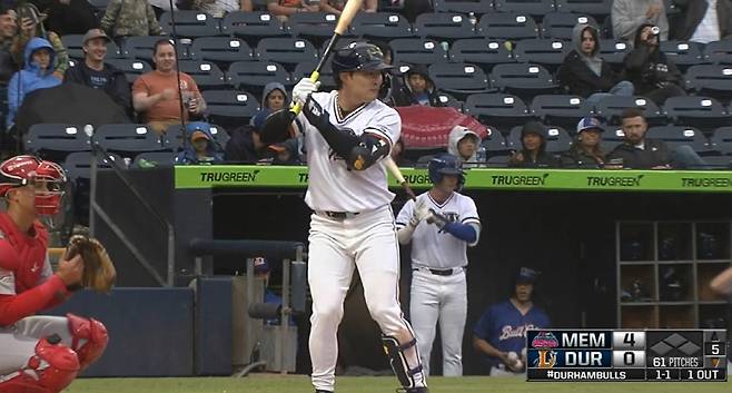 탬파베이 레이스 김하성은 트리플A 더램 불스에서 20경기를 소화했다. 이제는 빅리그로 올라설 시점이다. 사진=MiLB.TV 캡처