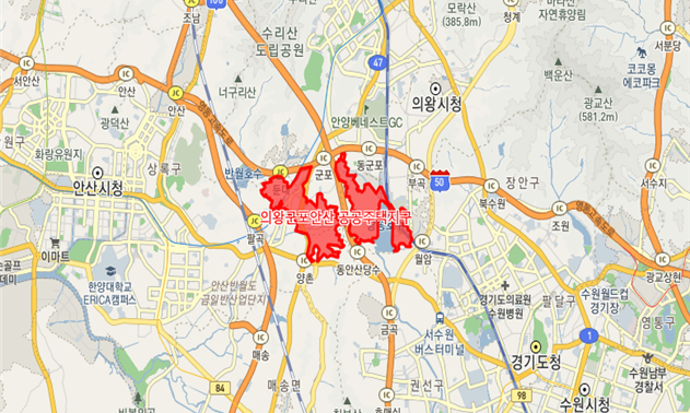 의왕군포안산지구 위치도. 경기도 제공