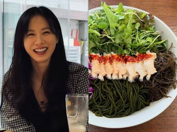 출산 후에도 늘씬한 몸매를 유지하고 있는 배우 손예진(43)이 저녁 식단을 공개했다./사진=손예진 인스타그램 캡처