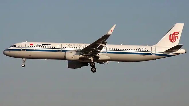 중국 에어차이나가 운항 중인 에어버스의 A321 항공기. <바이두>
