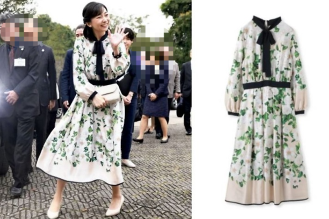 브라질 순방 당시 회제가 된 카코공주 원피스. [사진출처 = 요미우리신문, 비아지오 블루]