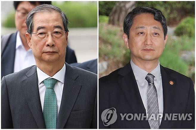 한덕수, 안덕근 내란특검 출석 [촬영 김성민] 한덕수 전 국무총리(왼쪽)와 안덕근 산업통상자원부 장관이 2일 내란특검 조사를 받기 위해 서울 서초구 서울고검 청사로 출석하고 있다. 2025.7.2 ksm7976@yna.co.kr