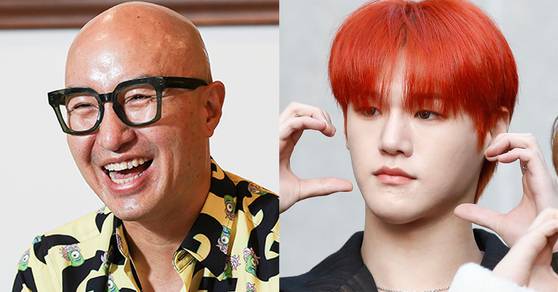 홍석천 씨(왼쪽)와 지난 4월 공개적으로 커밍아웃을 한 아이돌 그룹 저스트비의 멤버 배인. [중앙포토, 뉴스1]