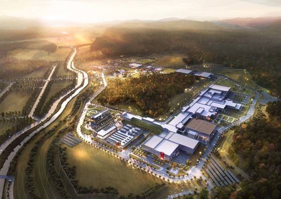 The heavy ion accelerator construction site in Daejeon is seen in this uncredited and undated rendered image. [JOONGANG ILBO]