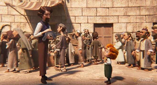 영화 '킹 오브 킹스'의 주요 장면 중 디킨스가 아들 월터와 시간여행을 떠나 대화하는 모습. 모팩스튜디오 제공