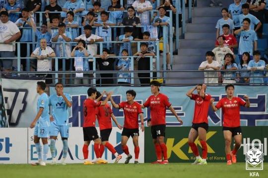 골세리머니를 펼치는 강원FC 선수들. 사진[연합뉴스]