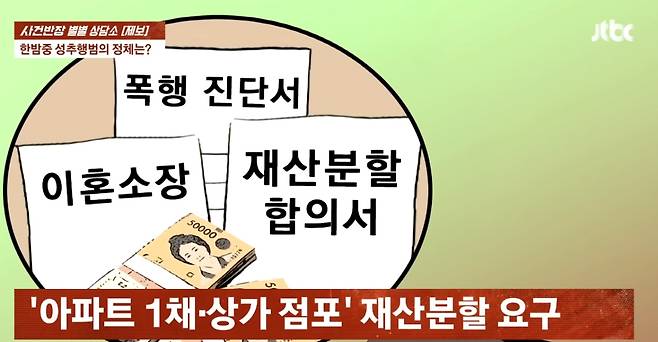 바람피운 남편이 아내에게 성폭행을 시도하고 실패하자 이혼 소송을 제기하고 재산분할까지 요구한 사연이 공개됐다. /사진=JBTC '사건반장' 갈무리