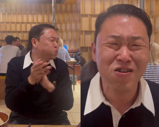 싸이가 고기와 소주와 짜파게티를 먹고 박수까지 치며 행복해 했다. / 싸이 소셜미디어 캡처