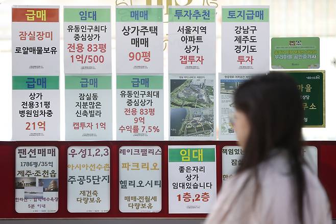 6억원 이상 주택담보대출을 제한하는 고강도 대출 규제로 서울 강남권 부동산 시장이 숨을 죽이고 있는 30일 서울의 한 부동산 중개업소 앞에 매물 정보가 내걸려 있다.[연합]