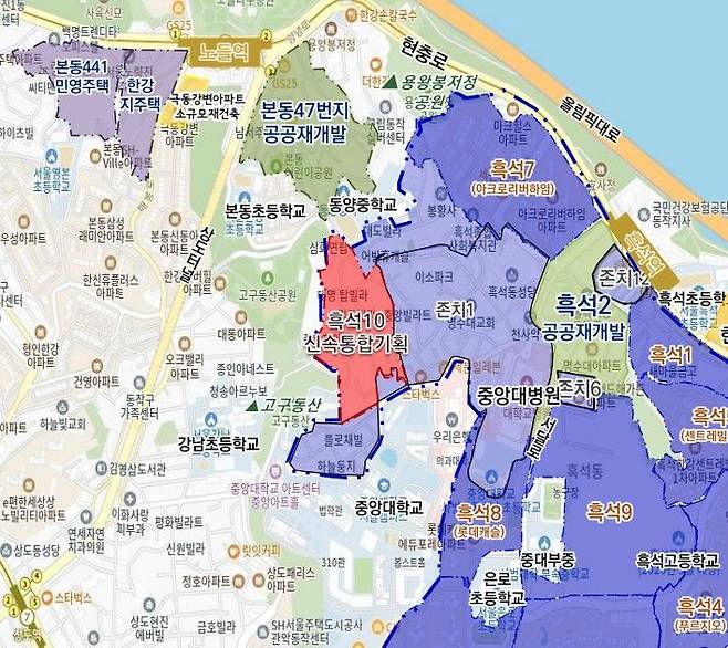 [서울=뉴시스] 흑석 204-104일대(흑석10구역) 위치도. 2025.07.03 (사진 제공=동작구청) photo@newsis.com *재판매 및 DB 금지