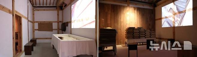 [서울=뉴시스] 경기 양평군 지평양조장 내 밀가루를 증자해 누룩을 파종하던 보쌈실(左)과 갓 담금한 술을 발효하는 발효실(右)을 재현한 공간. (사진= 지평주조 제공) photo@newsis.com