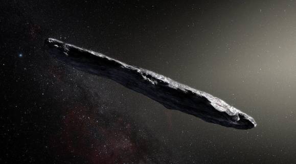 오무아무아(Oumuamua)의 그래픽 이미지. M. Kornmesser/ESO