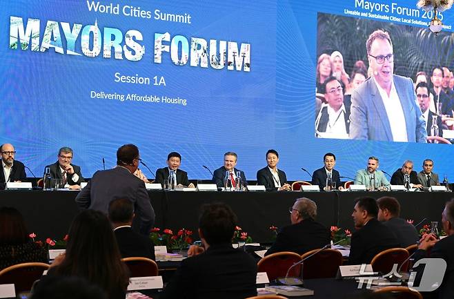 3일 오스트리아 빈 시청사에서 열린 '세계도시정상회의 시장포럼'에 참석한 오세훈 서울시장의 모습.(서울시 제공)